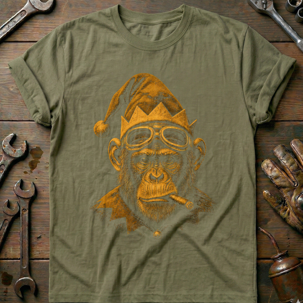 Christmas Elf Chimp Goggles Motorcycle T-Shirt US product image 4
