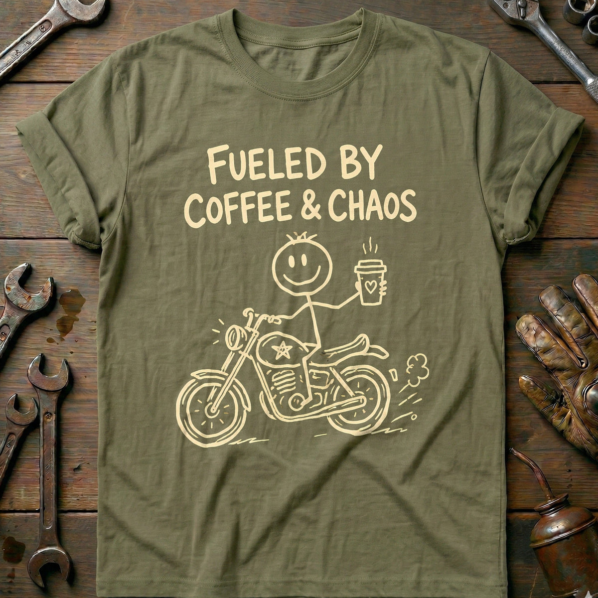 Coffee Chaos Motorcycle T-Shirt product image 4
