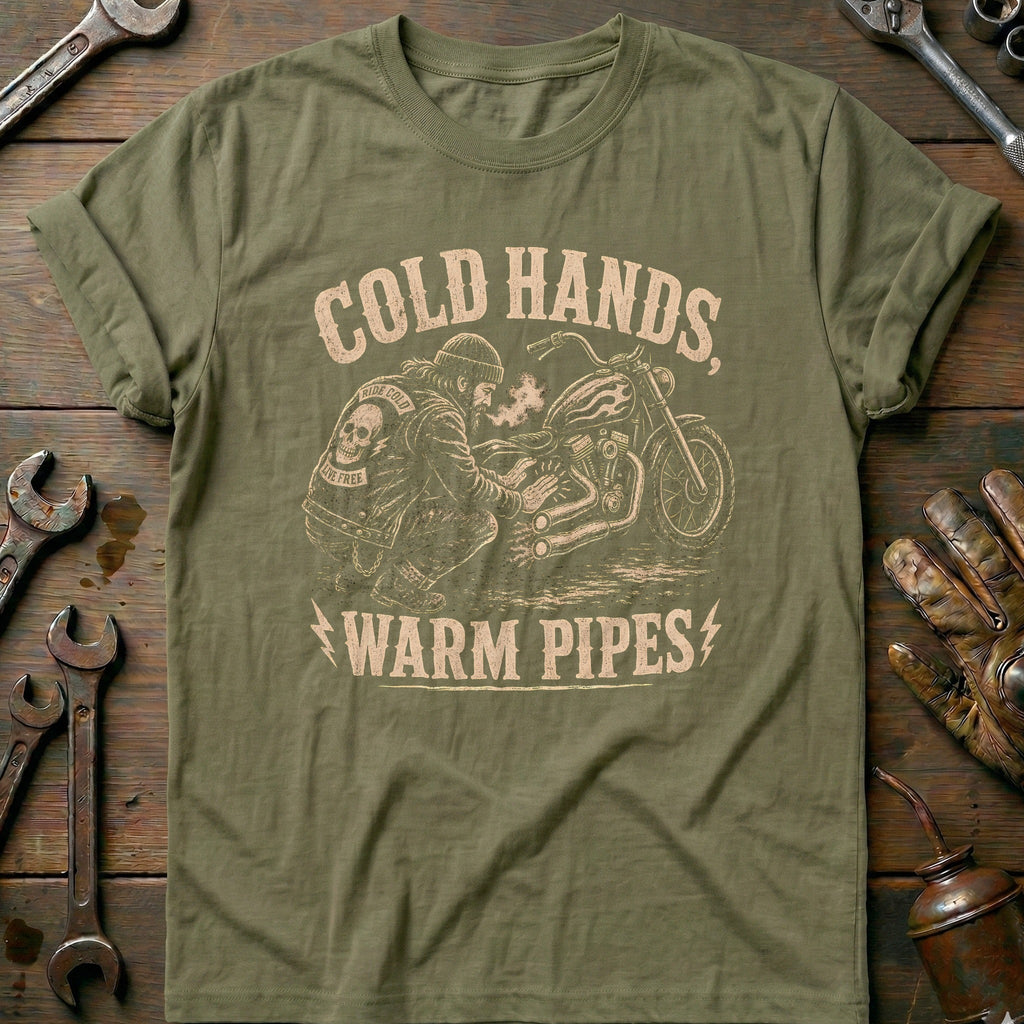 Cold Hands Warm Pipes Motorcycle T-Shirt GC product image 4