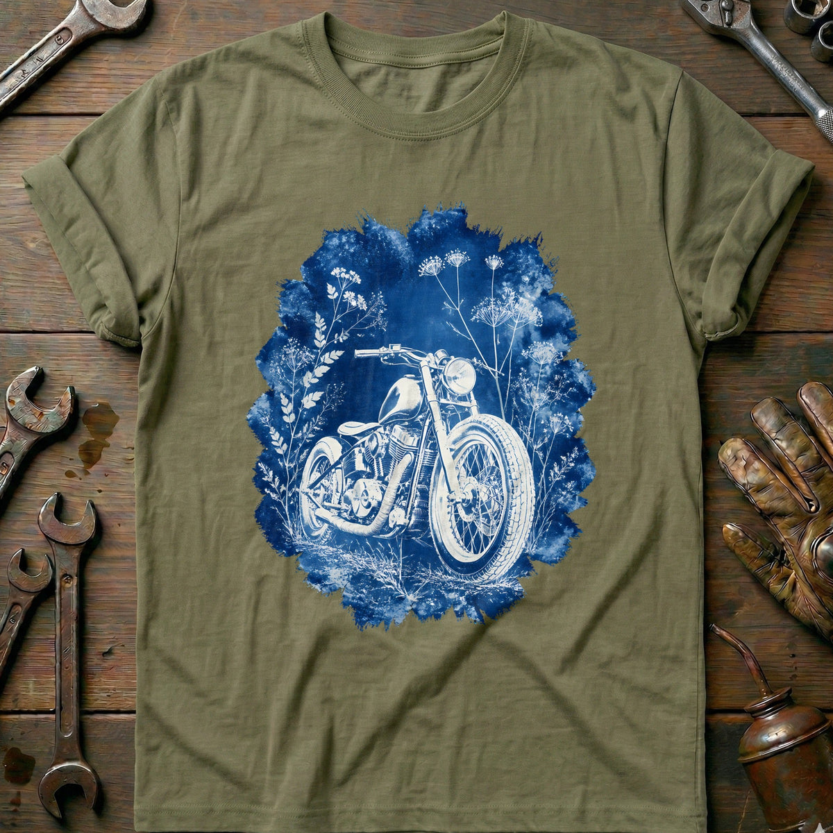 Cyanotype Moto Motorcycle T-Shirt AU product image 4