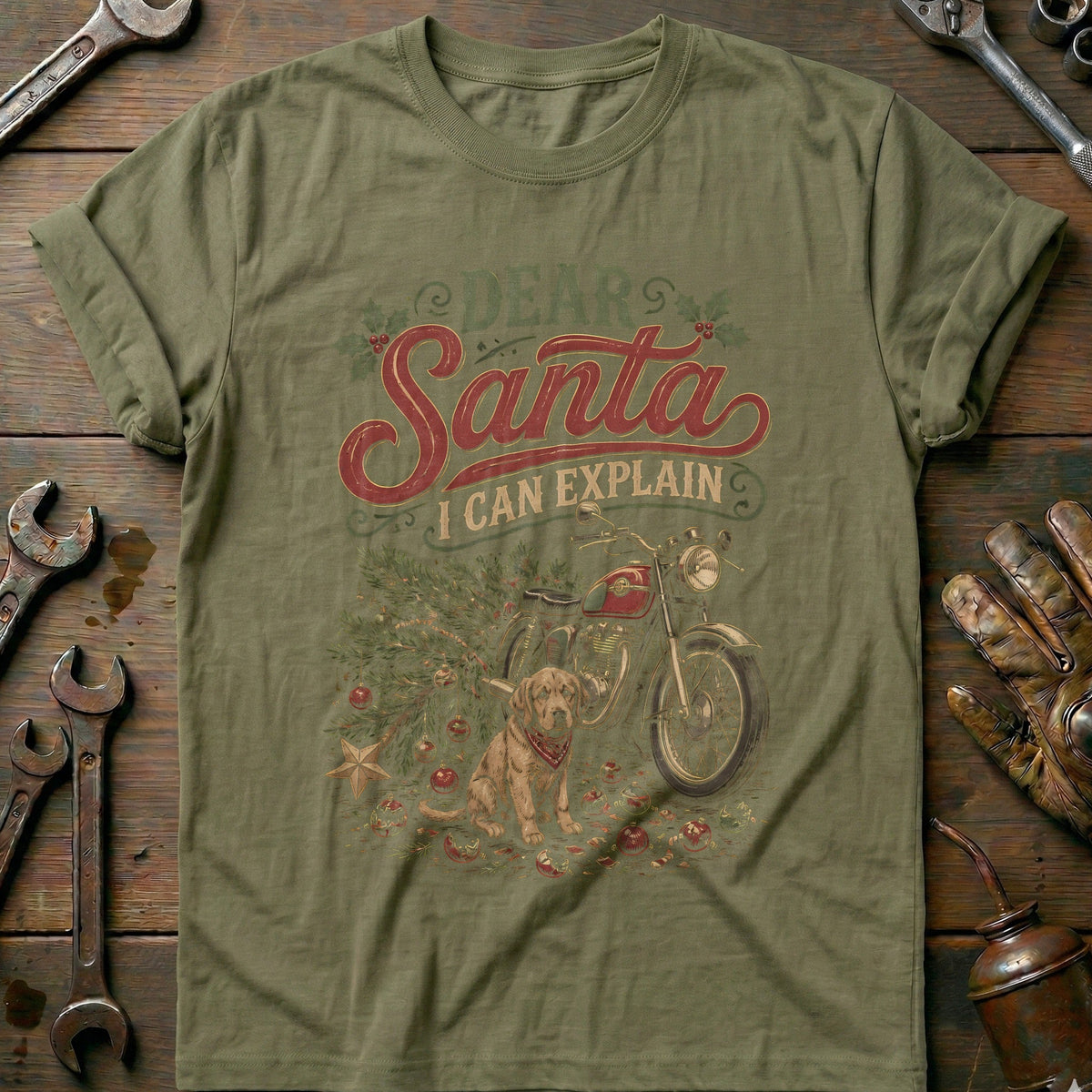 Dear Santa I Can Explain Motorcycle T-Shirt US product image 4