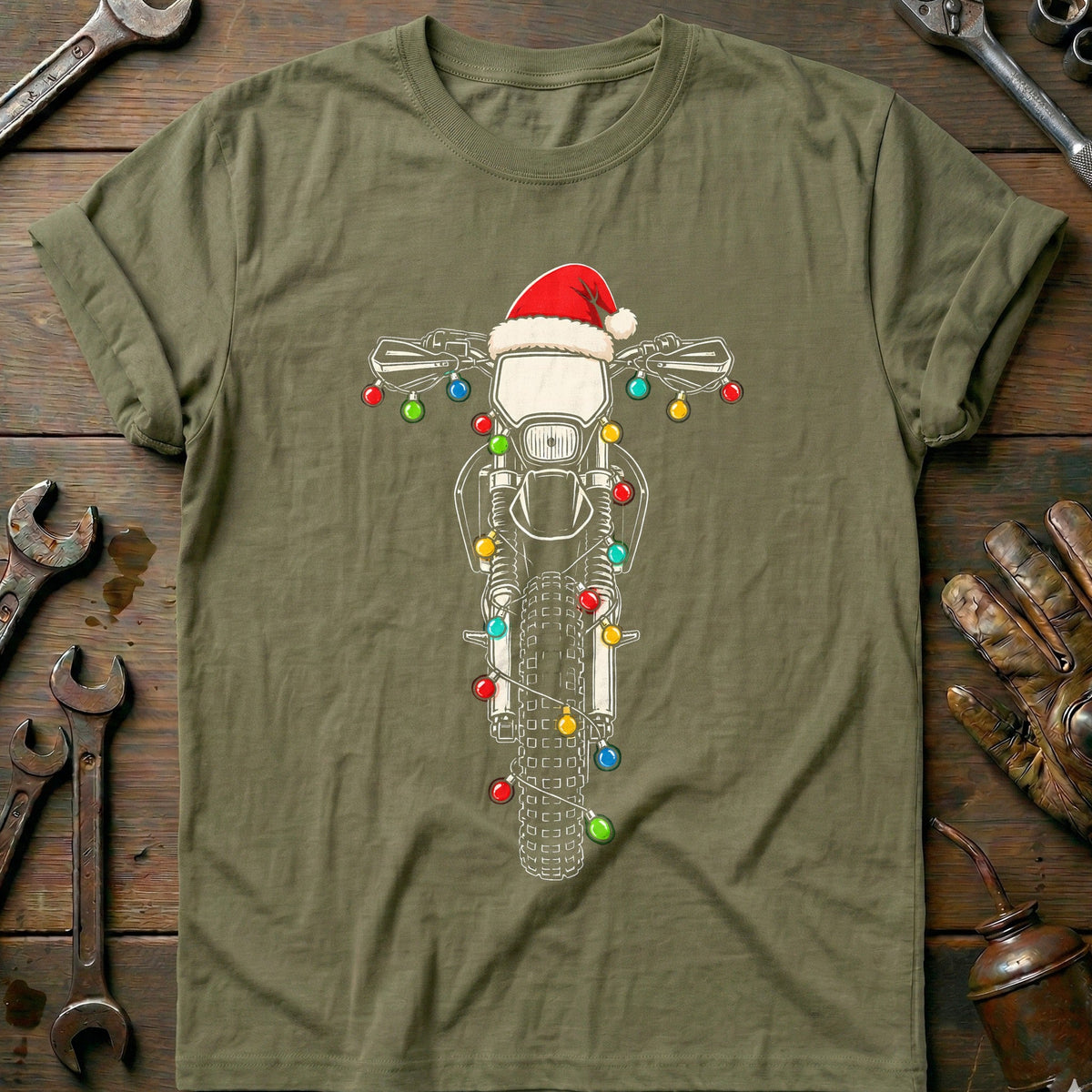 Dirtbike Christmas Lights Motorcycle T-Shirt US product image 4
