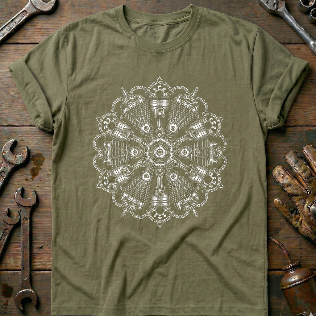 Engine Mandala Blackwork Motorcycle T-Shirt US product image 4