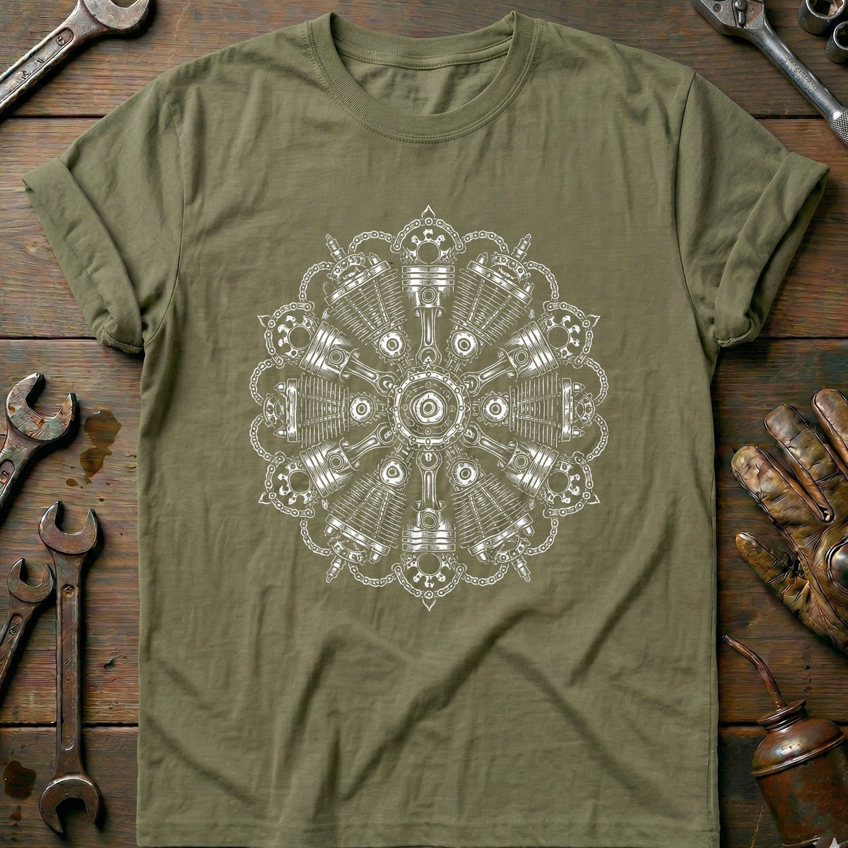 Engine Mandala Blackwork Motorcycle T-Shirt US product image 4