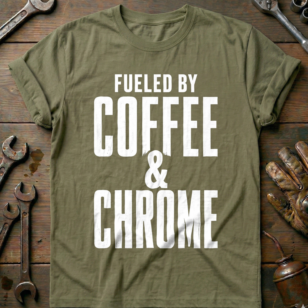 Fueled by Coffee and Chrome 70 Motorcycle T-Shirt GC product image 4