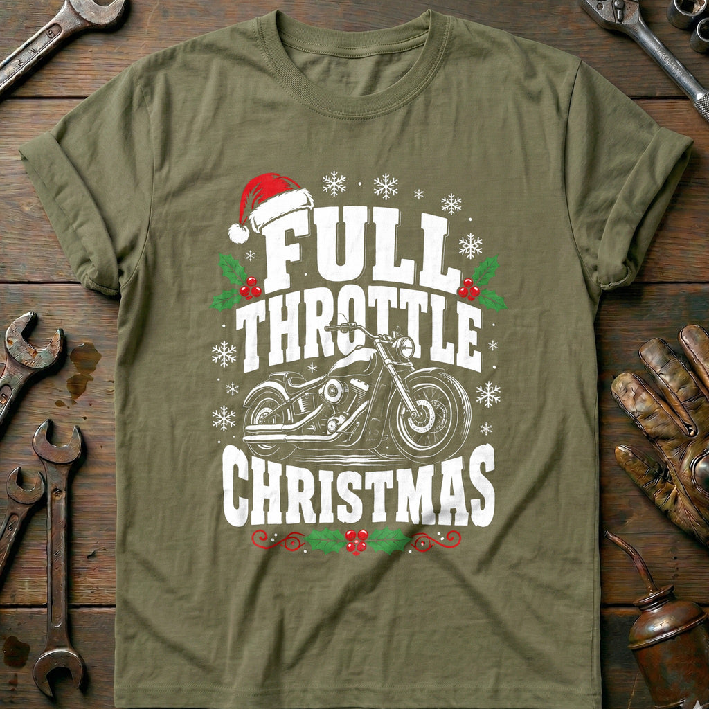 Full Throttle Christmas Motorcycle T-Shirt US product image 1