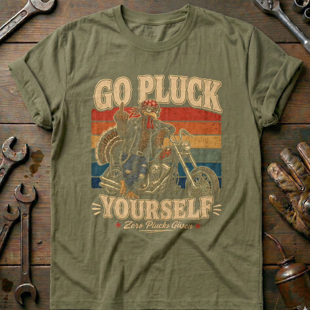 Go Pluck Yourself Zero Plucks Given Motorcycle T-Shirt product image 4