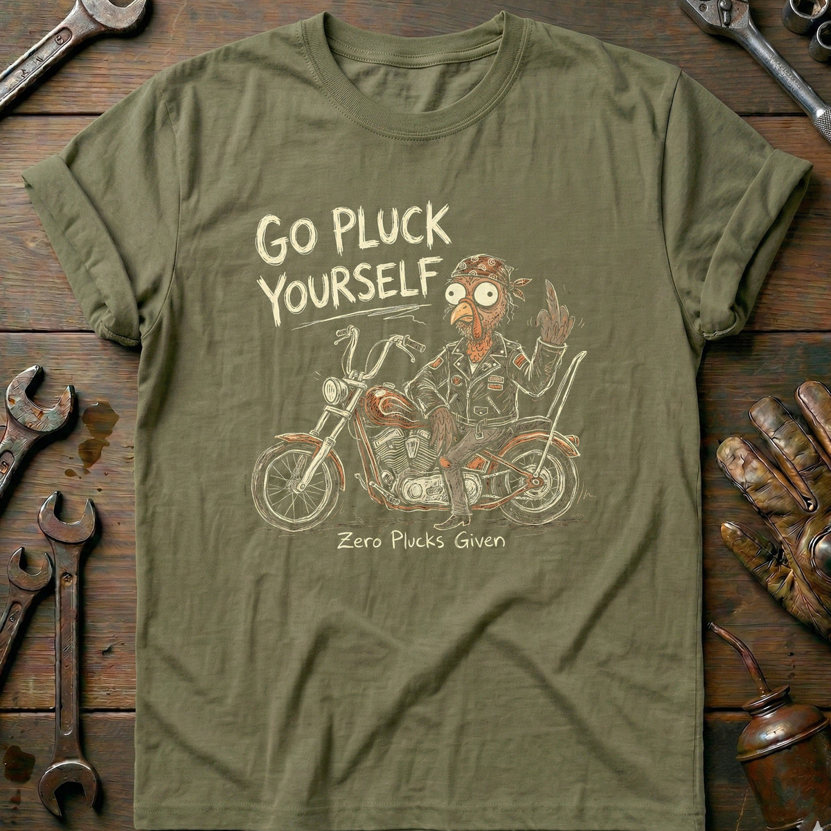 Go Pluck Yourself Zero Plucks Given Motorcycle T-Shirt product image 4