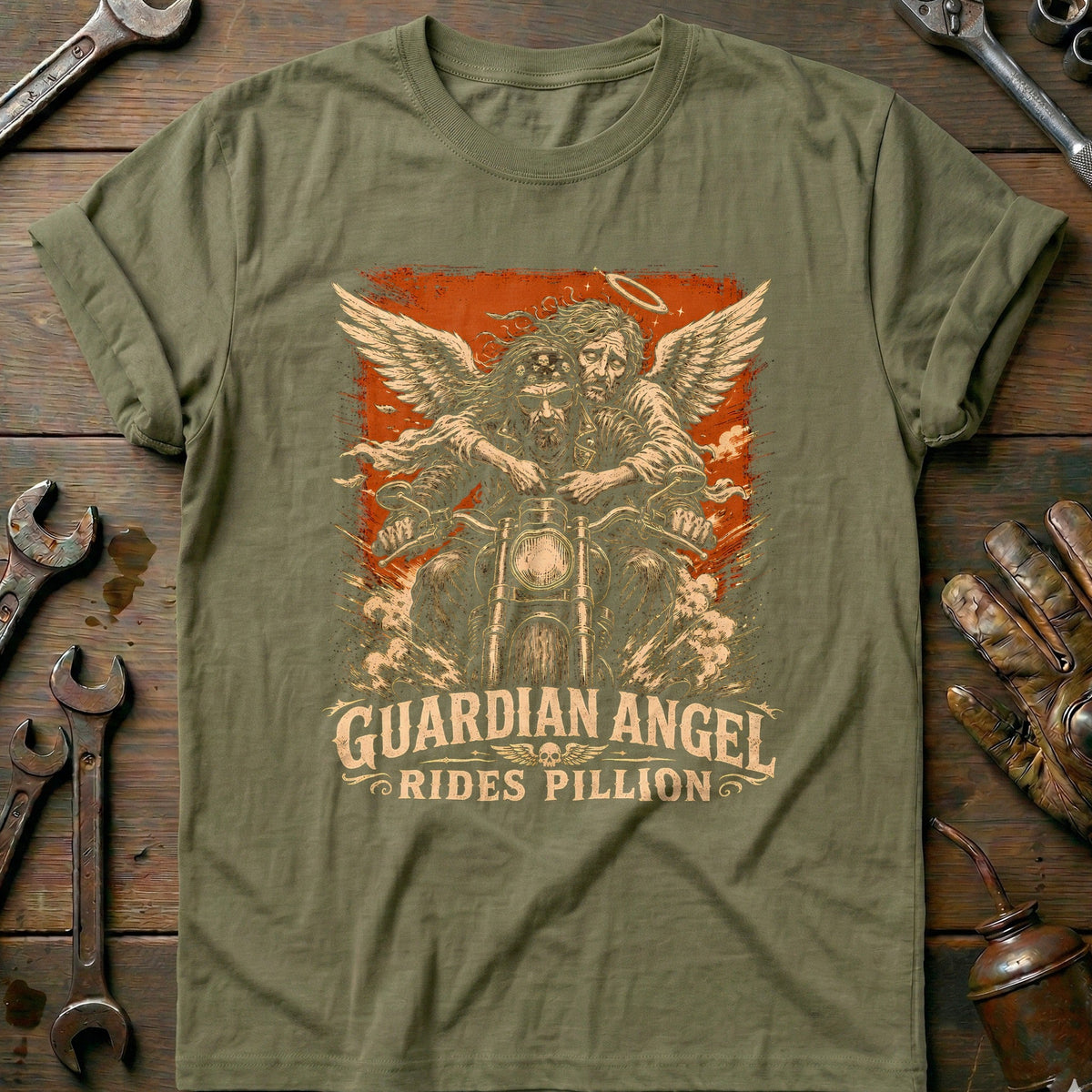 Guardian Angel Rides Pillion Motorcycle T-Shirt EU product image 1