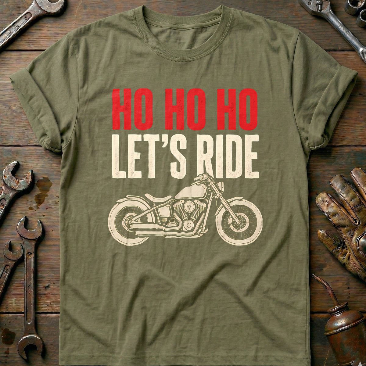 Ho Ho Ho Let's Ride Motorcycle T-Shirt product image 4