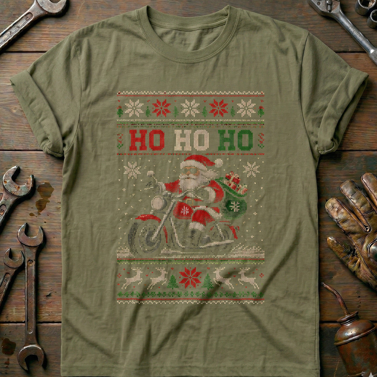 Ho Ho Ho Santa Biker Sweater Motorcycle T-Shirt EU product image 4