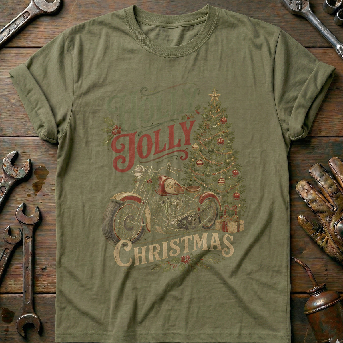 Holly Jolly Christmas Motorcycle T-Shirt US product image 4