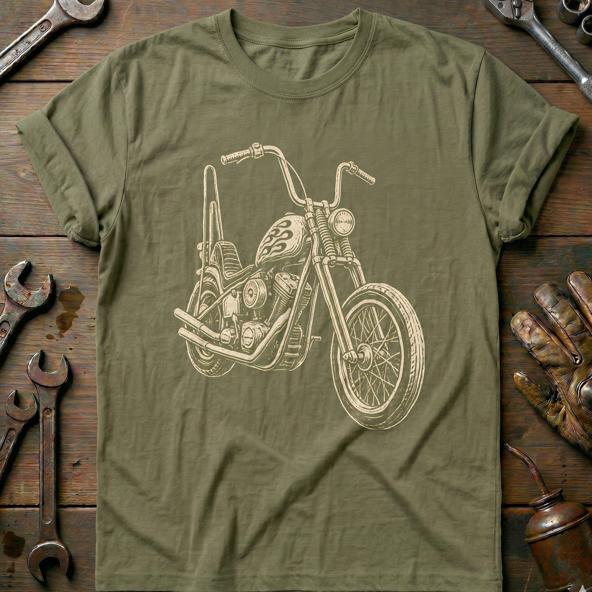 Linocut Chopper Motorcycle T-Shirt AU product image 4