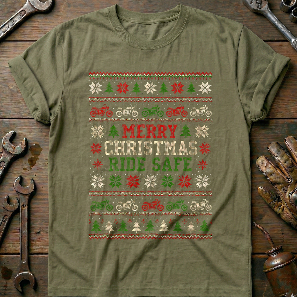 Merry Christmas Ride Safe Motorcycle T-Shirt product image 4
