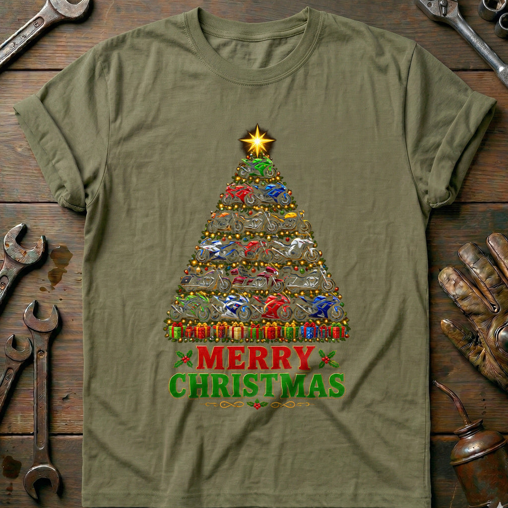 Merry Christmas Sportbike Tree Motorcycle T-Shirt AU product image 4