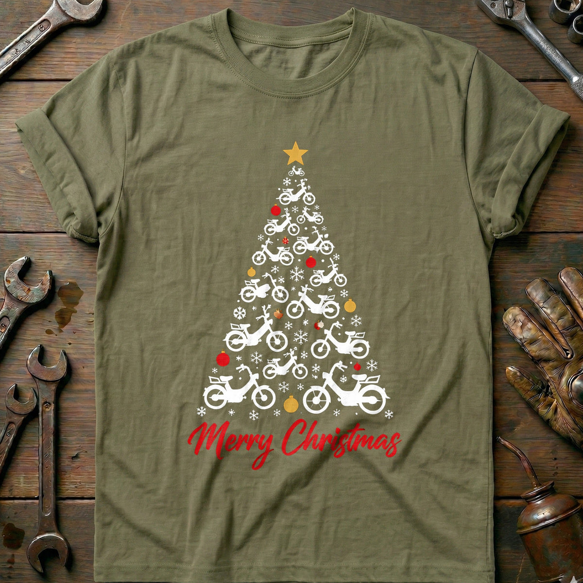 Moped Christmas Tree Motorcycle T-Shirt GC product image 4