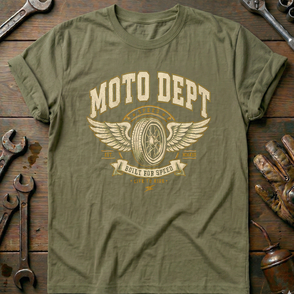 Moto Dept Varsity Motorcycle T-Shirt US product image 1