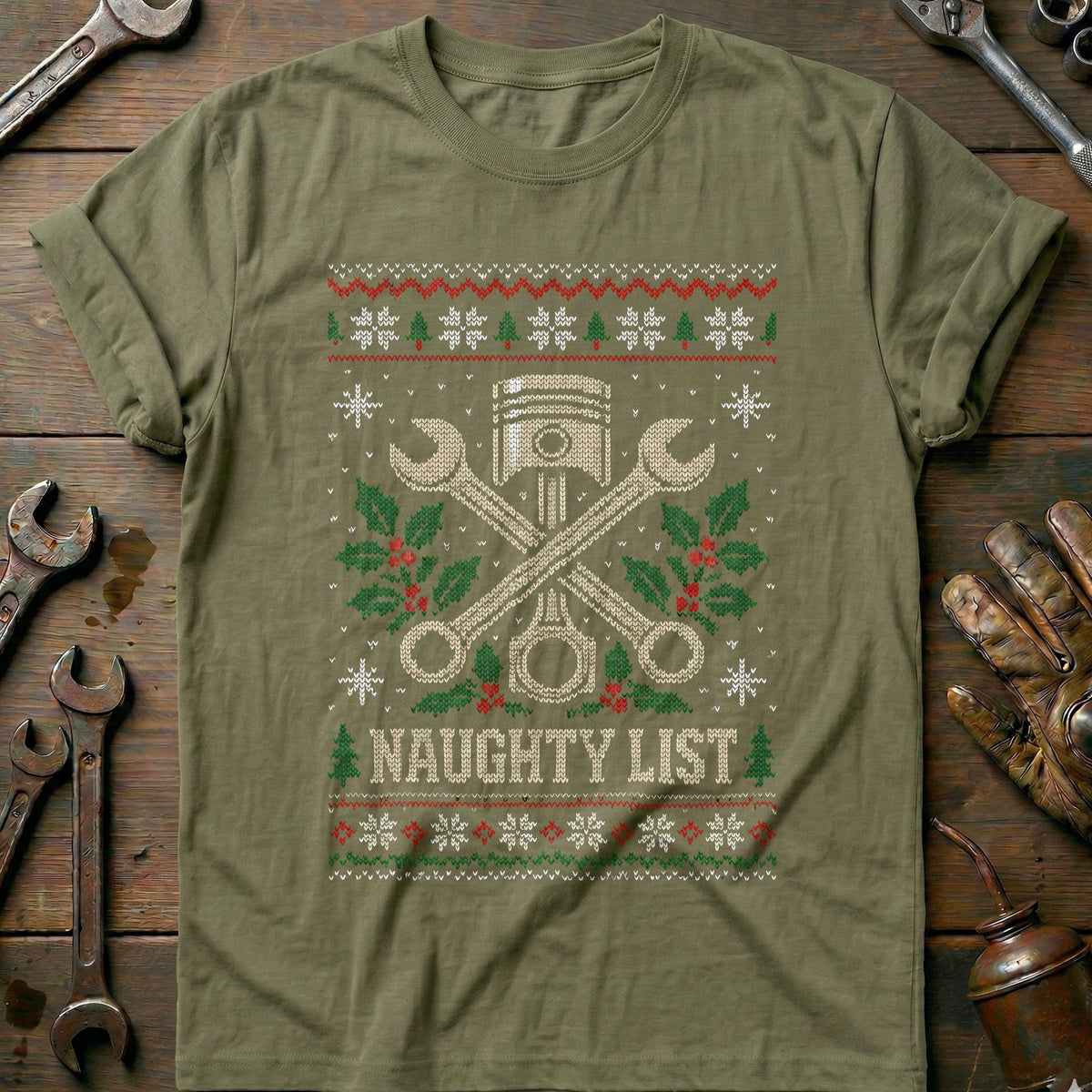 Naughty List Sweater Motorcycle T-Shirt US product image 4