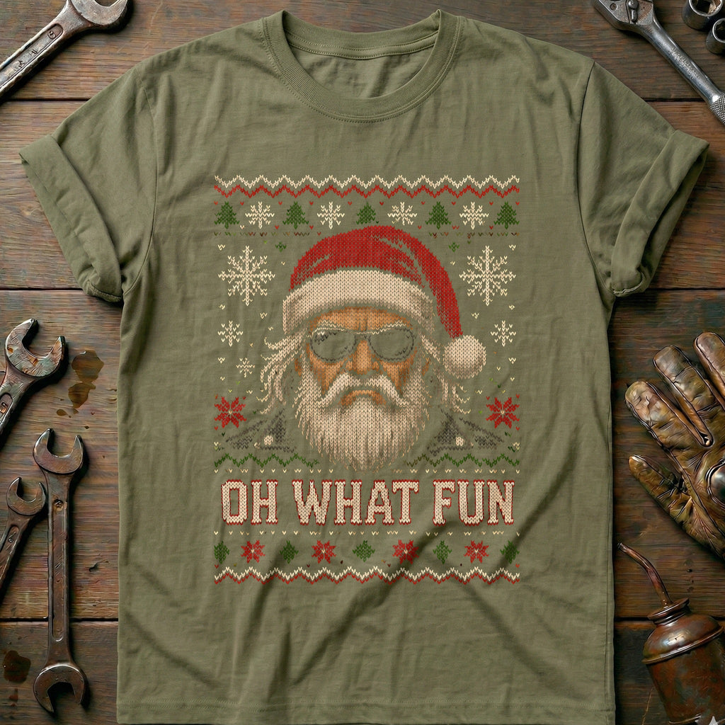 Oh What Fun Grumpy Santa Sweater Motorcycle T-Shirt product image 4