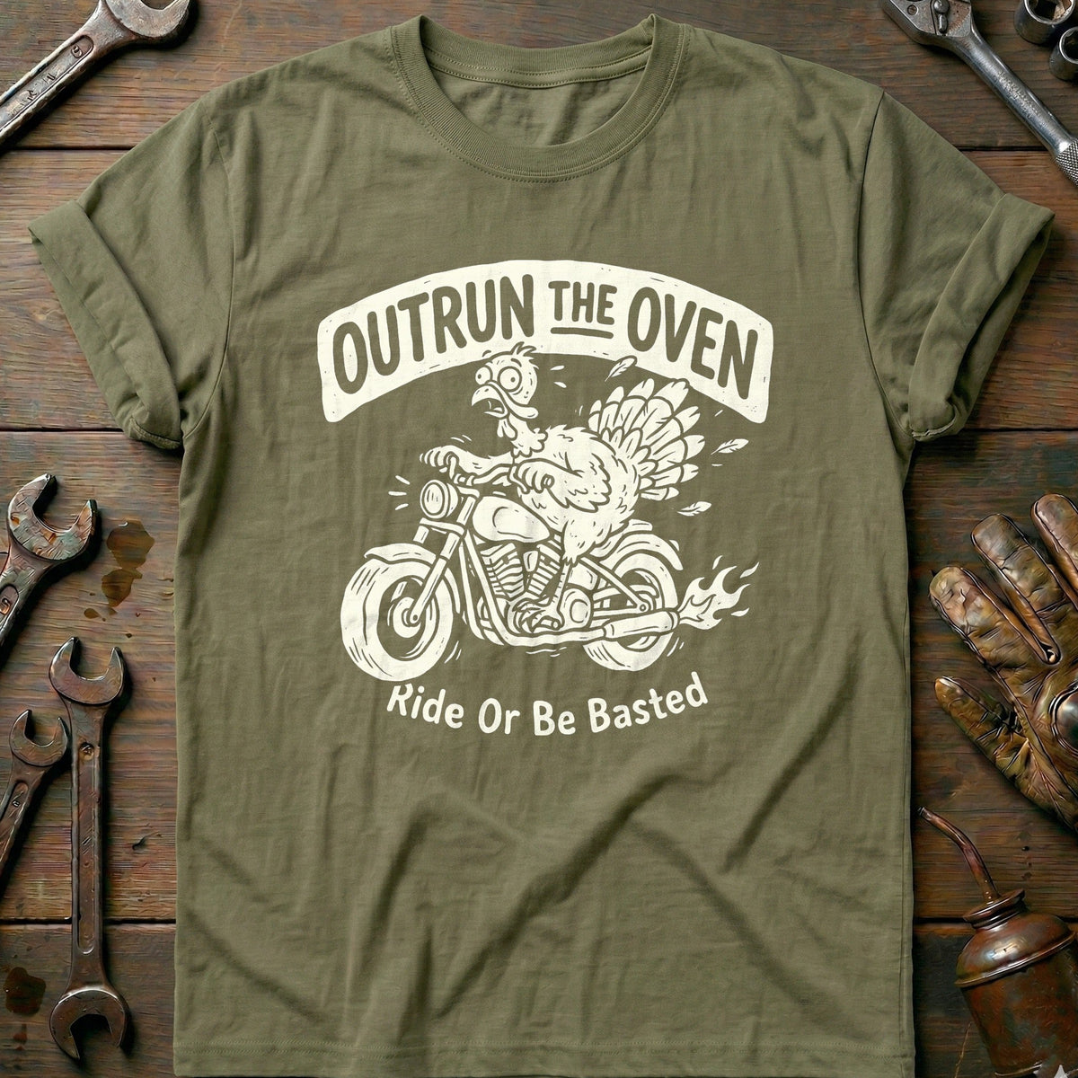 Outrun the Oven Ride or Be Basted Motorcycle T-Shirt EU product image 4