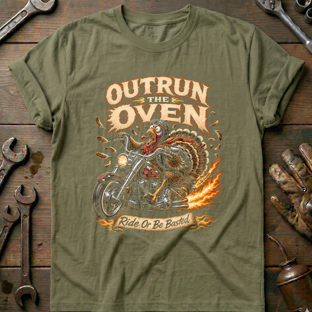 Outrun the Oven Ride or Be Basted Motorcycle T-Shirt GC product image 4