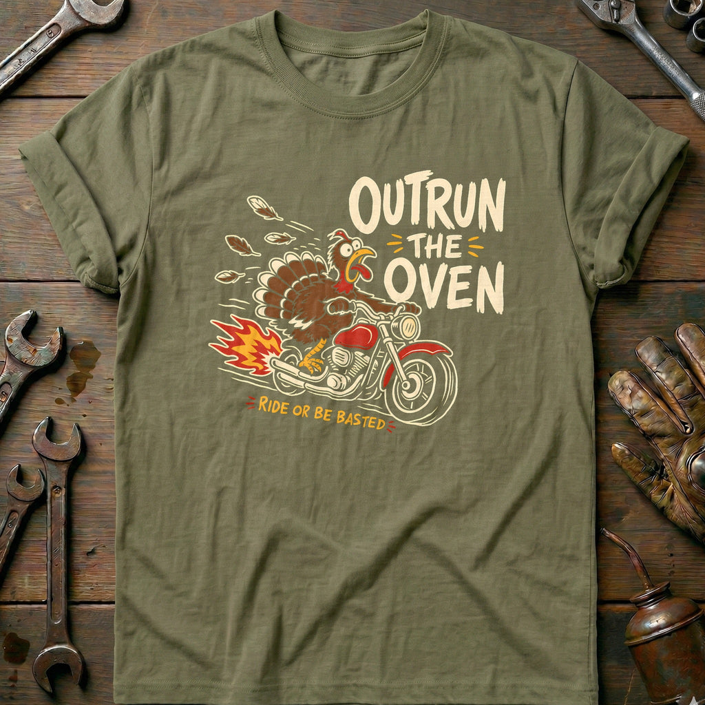 Outrun the Oven Ride or Be Basted Motorcycle T-Shirt US product image 4