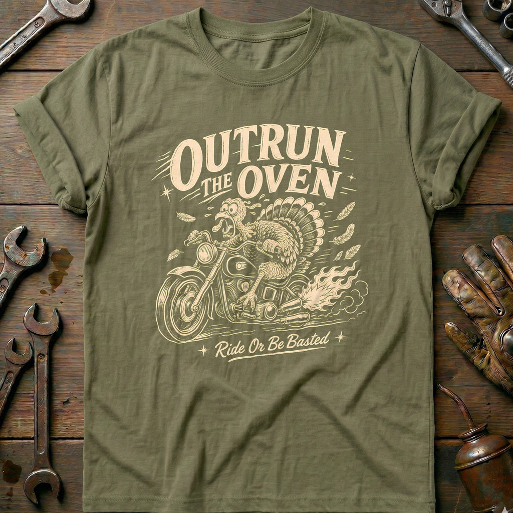 Outrun the Oven Ride or Be Basted Motorcycle T-Shirt GC product image 4
