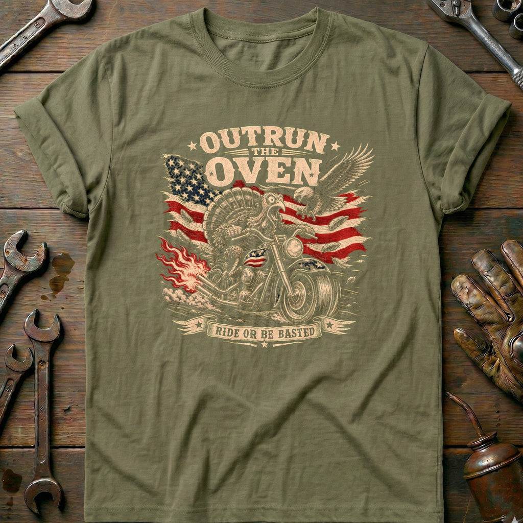 Outrun the Oven Ride or Be Basted Motorcycle T-Shirt US product image 4