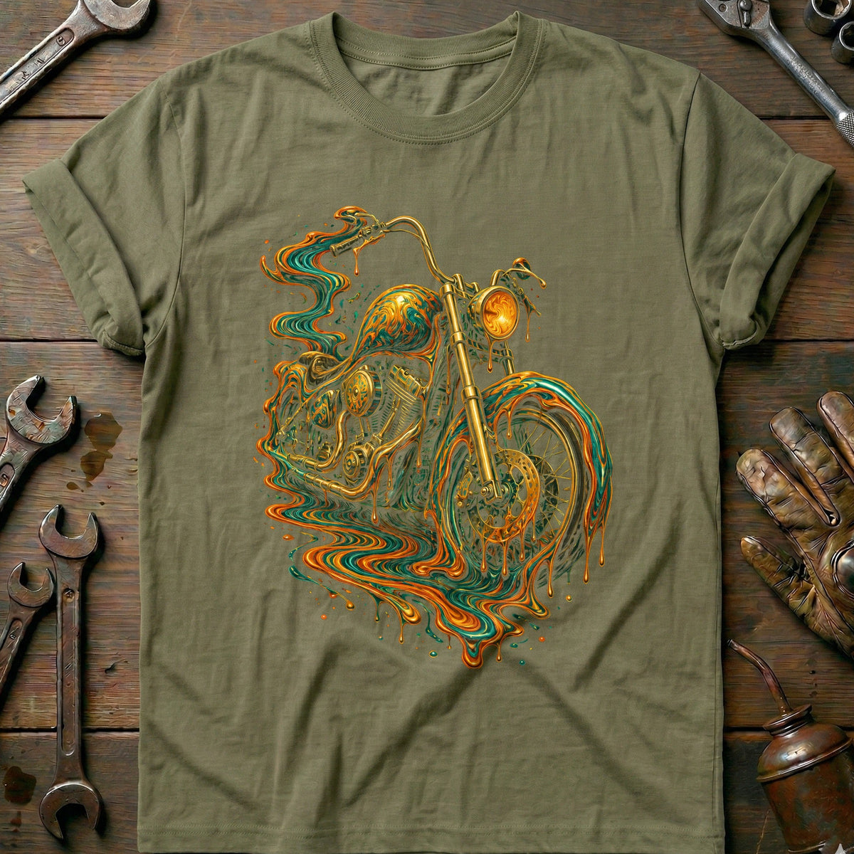 Psychedelic Melt Moto Motorcycle T-Shirt product image 4