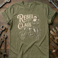Rebel Without a Claus Motorcycle T-Shirt product image 1