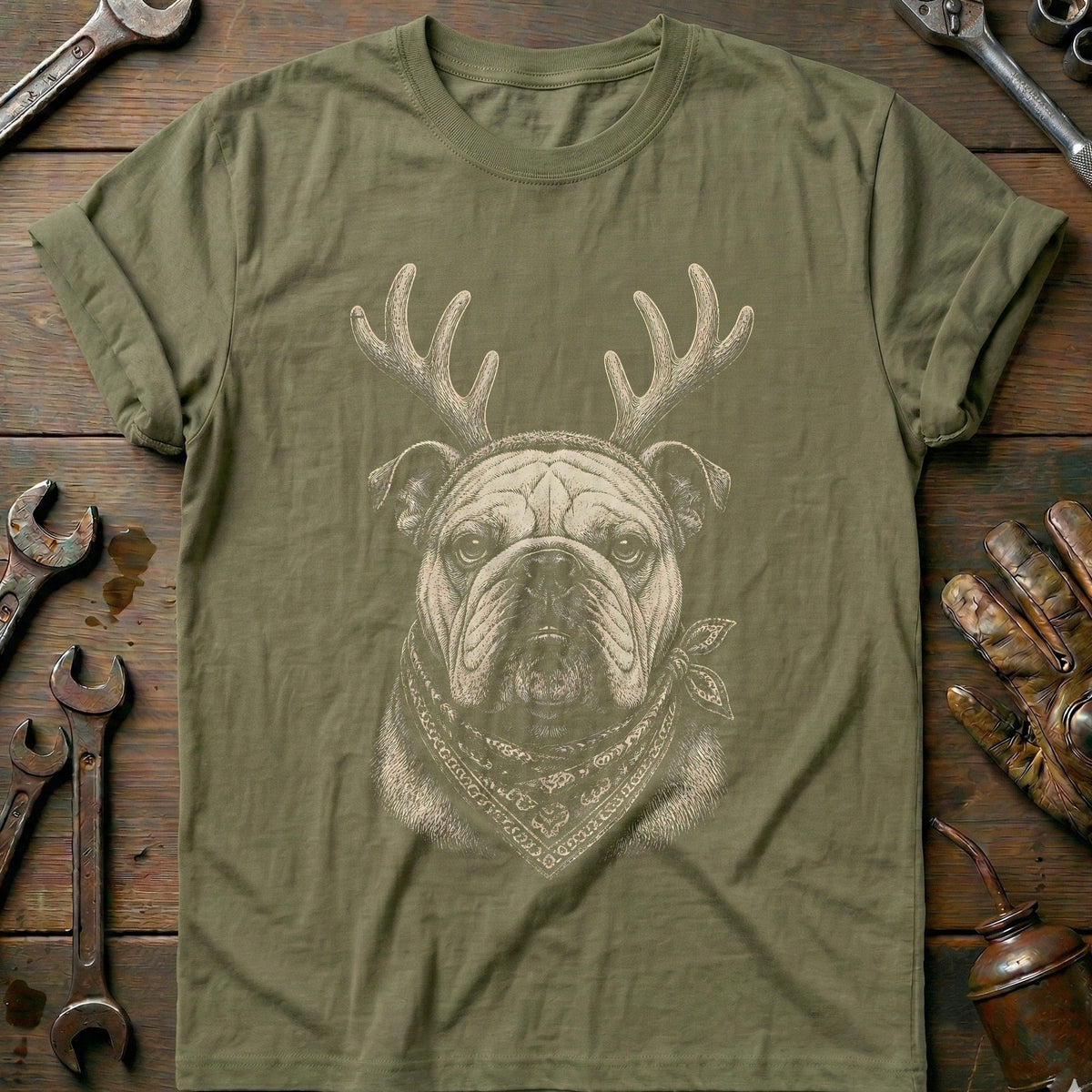 Reindeer Antlers Bulldog Bandana Motorcycle T-Shirt AU product image 4
