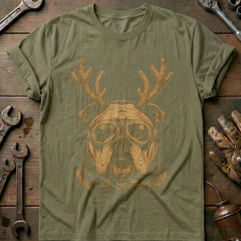 Reindeer Antlers Bulldog Goggles Motorcycle T-Shirt AU product image 4