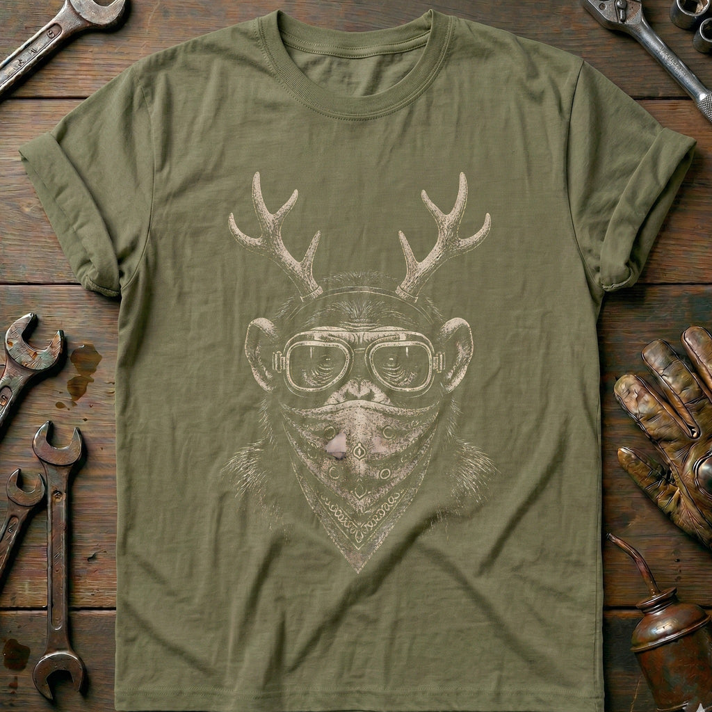 Reindeer Antlers Chimp Bandana Motorcycle T-Shirt US product image 4