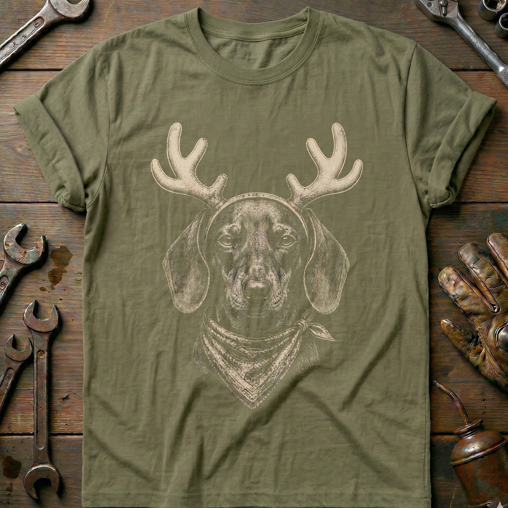 Reindeer Antlers Dachshund Bandana Motorcycle T-Shirt EU product image 4