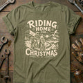 Riding Home for Christmas Motorcycle T-Shirt product image 1