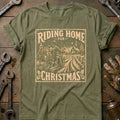 Riding Home for Christmas Motorcycle T-Shirt US product image 1