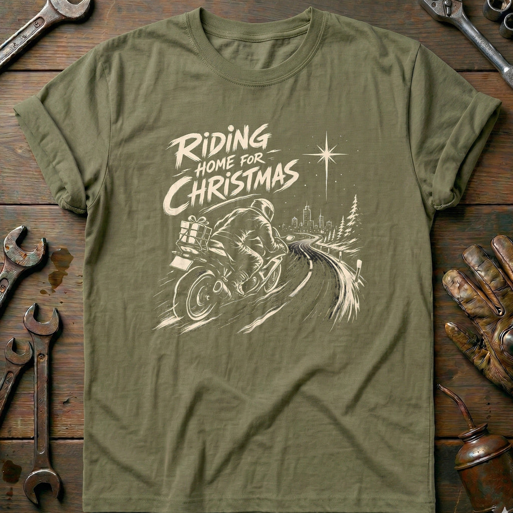 Riding Home for Christmas Motorcycle T-Shirt GC product image 1