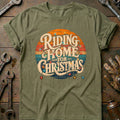 Riding Home for Christmas Motorcycle T-Shirt AU product image 1