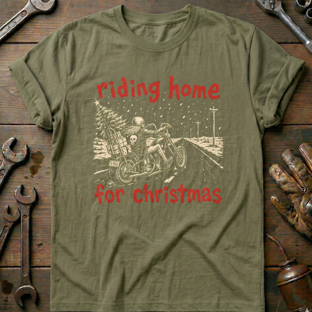 Riding Home for Christmas Motorcycle T-Shirt US product image 4