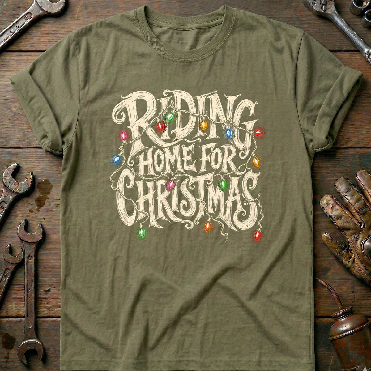 Riding Home for Christmas Motorcycle T-Shirt US product image 4
