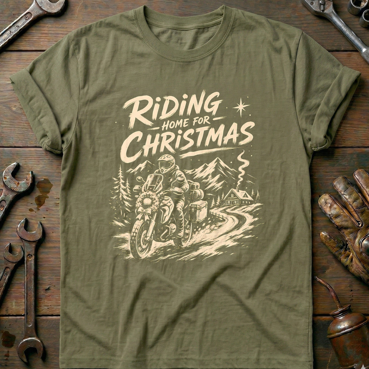 Riding Home for Christmas Motorcycle T-Shirt US product image 4