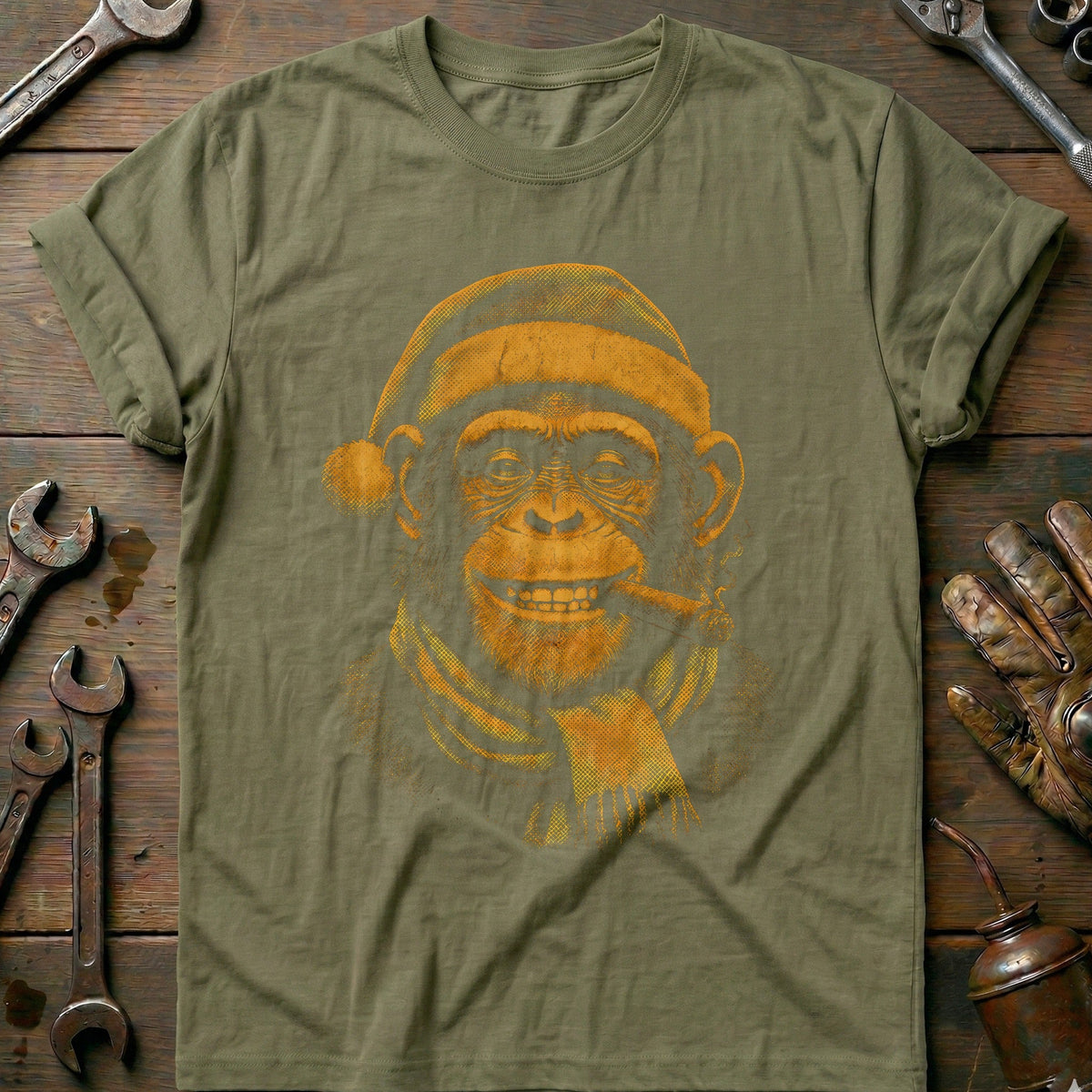 Santa Chimp Cigar Motorcycle T-Shirt US product image 4