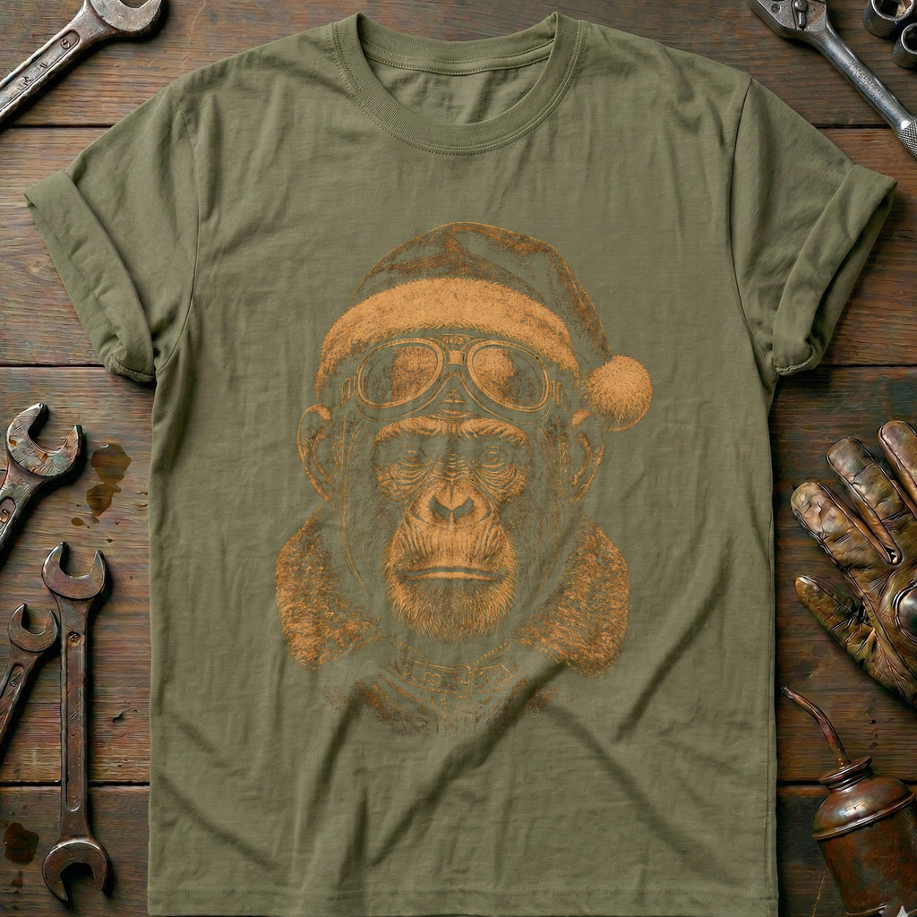Santa Chimp Goggles Motorcycle T-Shirt GC product image 4