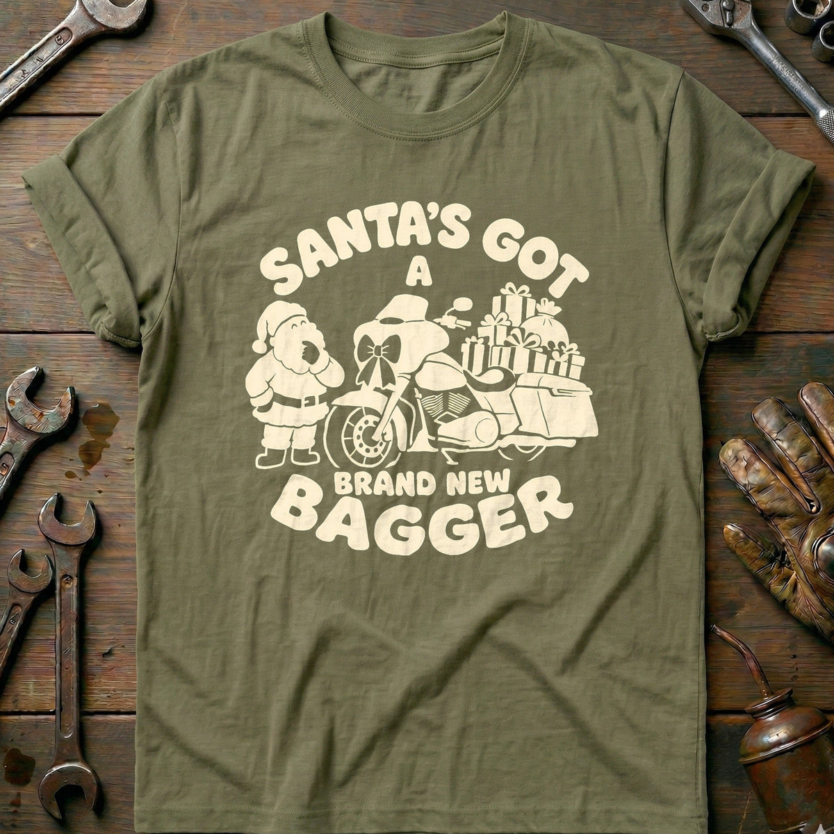 Santa's Got a Brand New Bagger Motorcycle T-Shirt product image 4