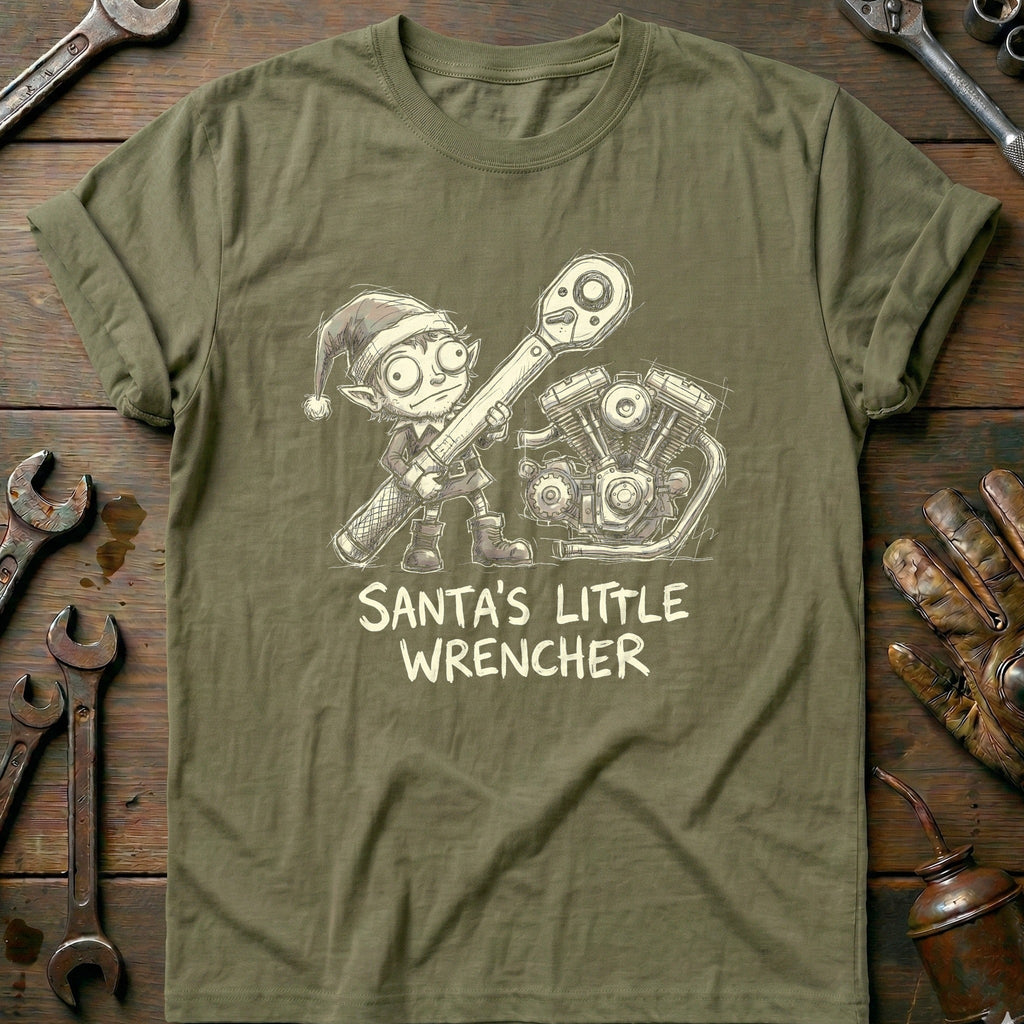 Santa's Little Wrencher Motorcycle T-Shirt US product image 4