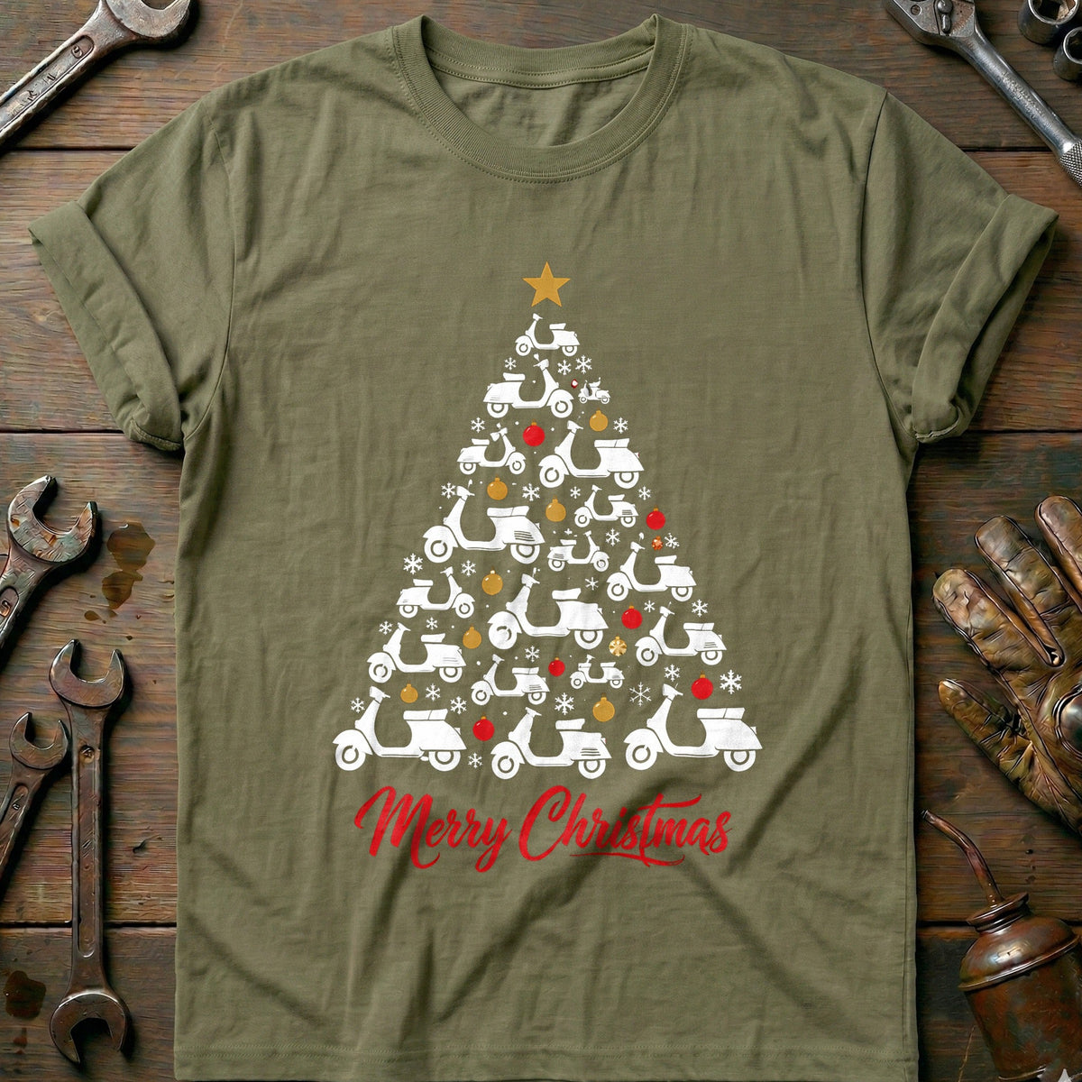 Scooter Christmas Tree Motorcycle T-Shirt AU product image 4