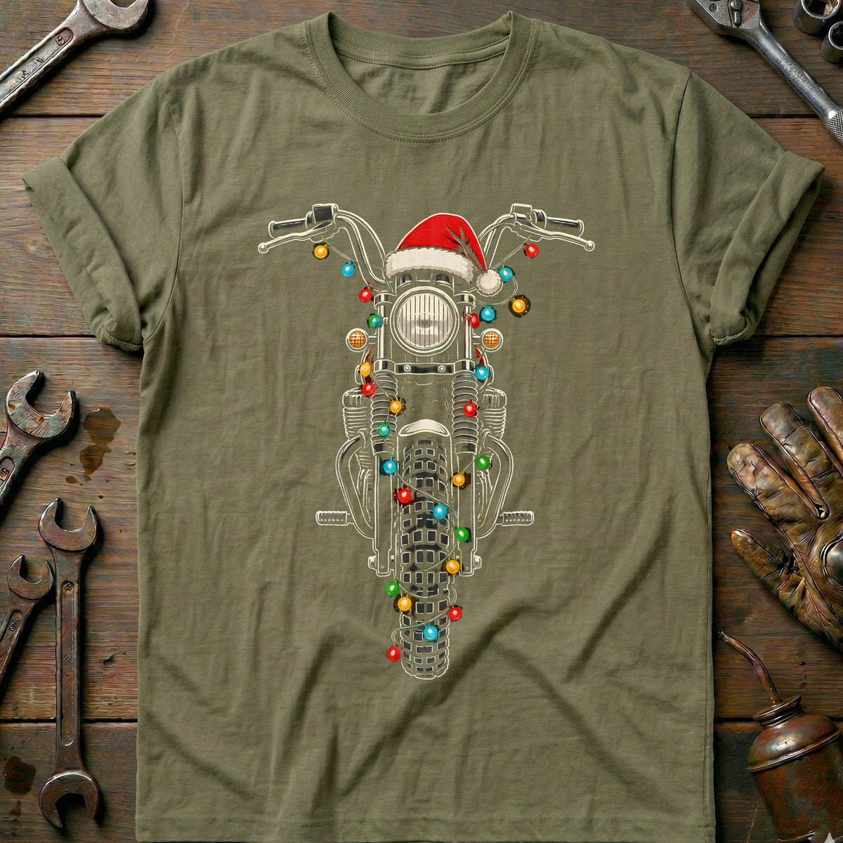 Scrambler Christmas Lights Motorcycle T-Shirt product image 4