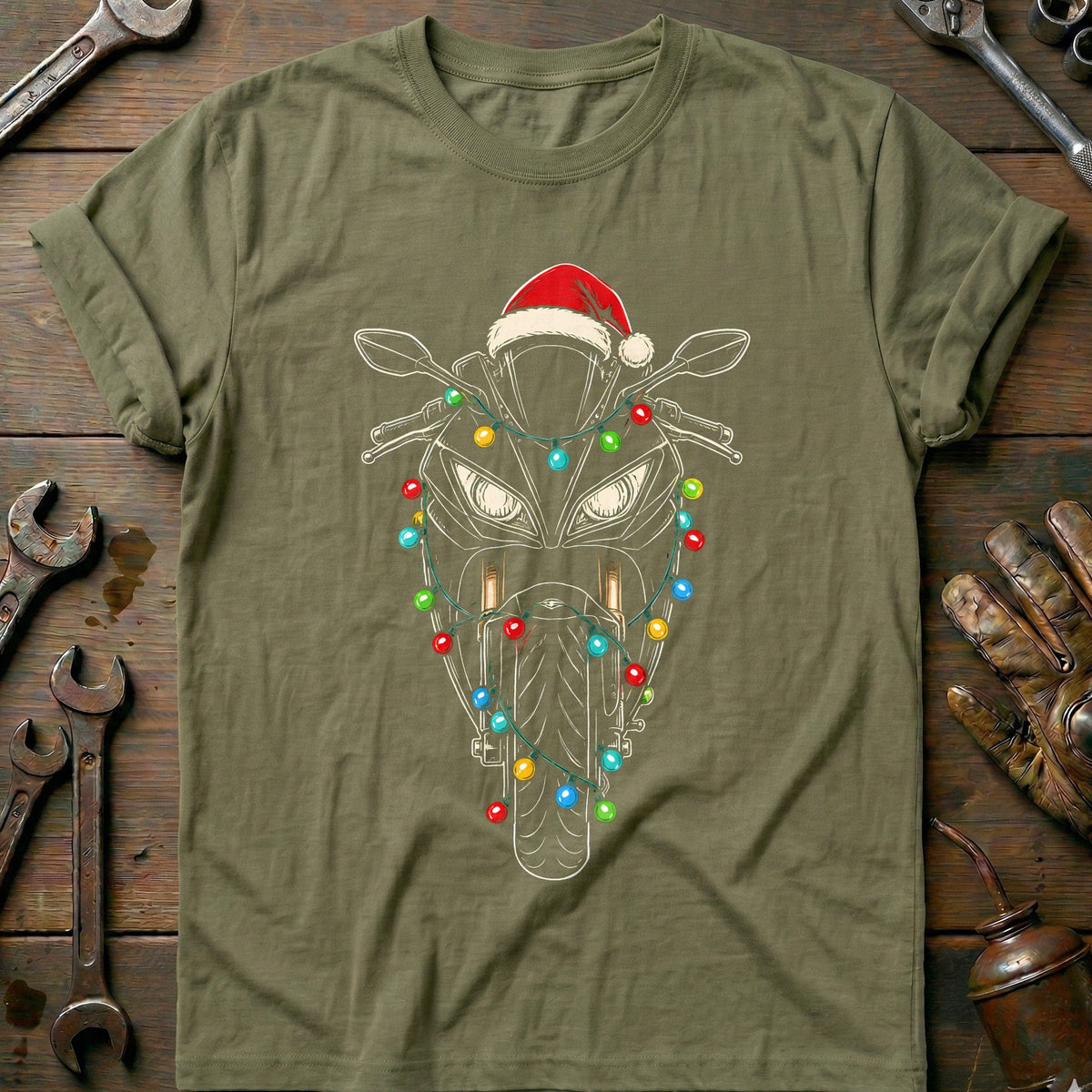 Sportbike Christmas Lights Motorcycle T-Shirt EU product image 4