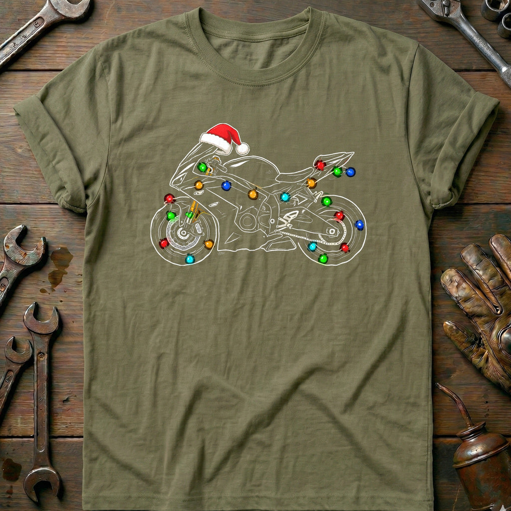 Sportbike Christmas Lights Motorcycle T-Shirt US product image 4
