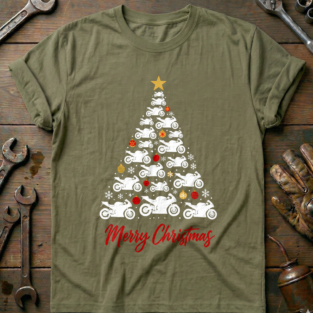 Sportbike Christmas Tree Motorcycle T-Shirt AU product image 4